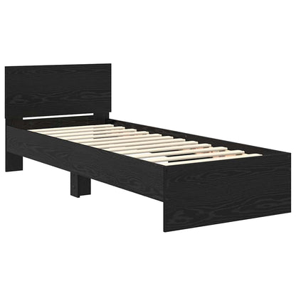 vidaXL Bed Frame with Headboard Black Oak 75 x 190 cm Engineered Wood 5