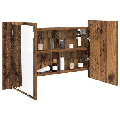 vidaXL Bathroom Mirror Cabinet Old Wood 80 x 12 x 45 cm 3