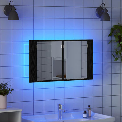 vidaXL Bathroom Mirror Cabinet Black Oak 80 x 12 x 45 cm 5