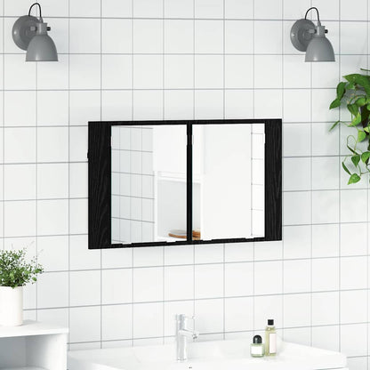 vidaXL Bathroom Mirror Cabinet Black Oak 80 x 12 x 45 cm 1