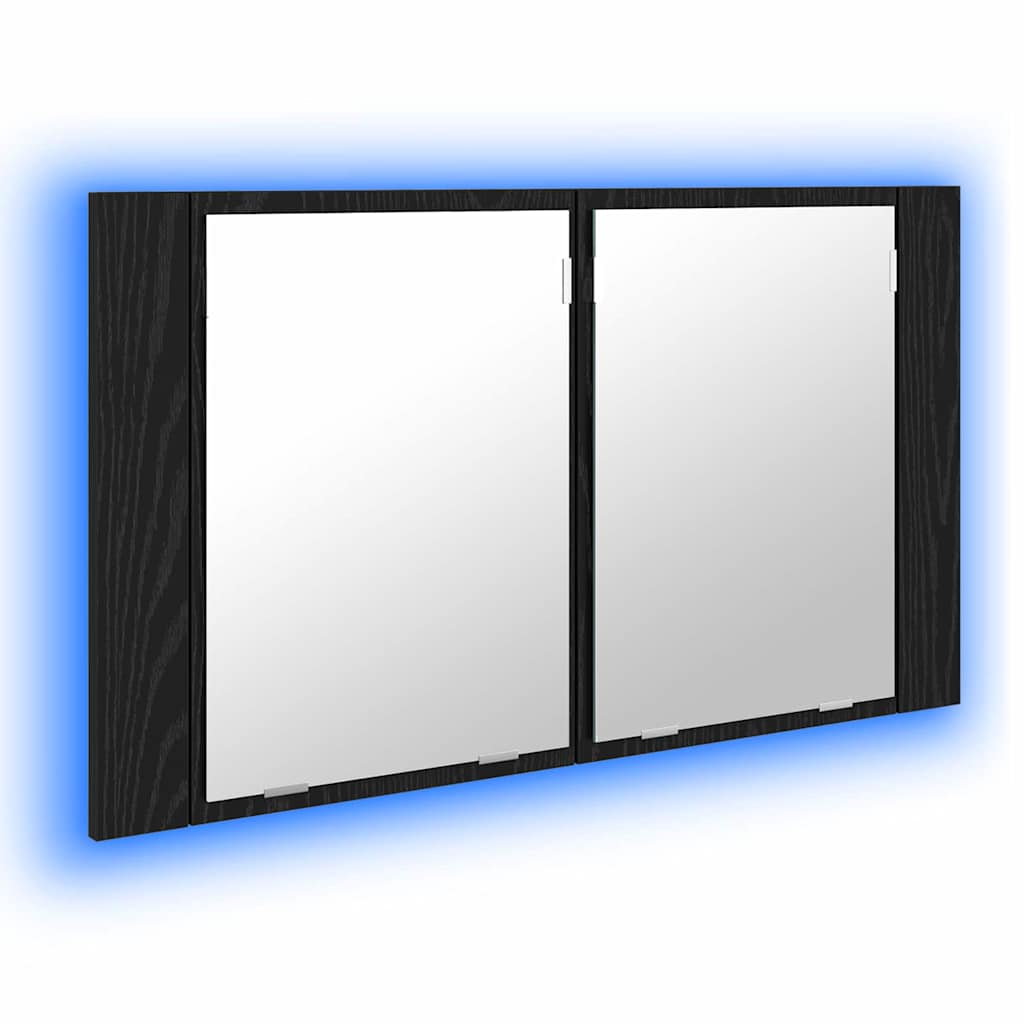 vidaXL Bathroom Mirror Cabinet Black Oak 80 x 12 x 45 cm 2