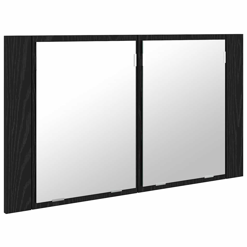 vidaXL Bathroom Mirror Cabinet Black Oak 80 x 12 x 45 cm 6