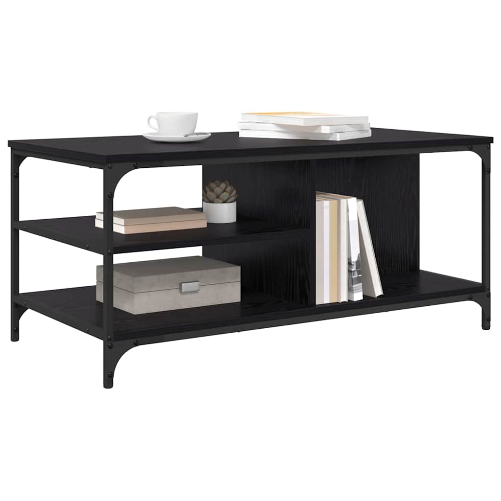 vidaXL Coffee Table Black Oak 100 x 50 x 45 cm Engineered Wood 3