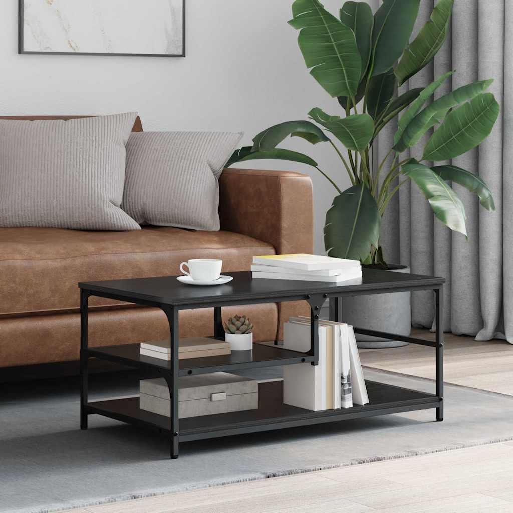 vidaXL Coffee Table Black Oak 90 x 49 x 40 cm Engineered Wood 1