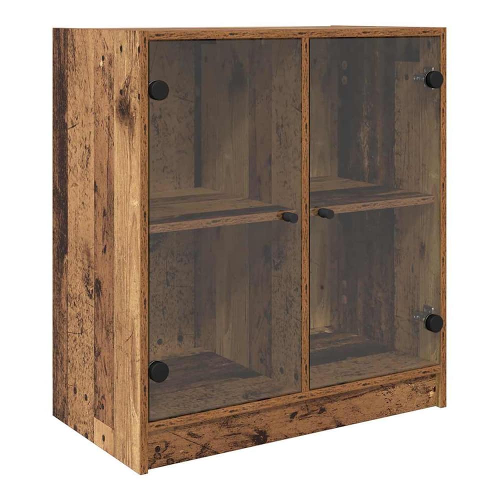 Side Cabinet with Glass Doors 68x37x75,5 cm Old wood