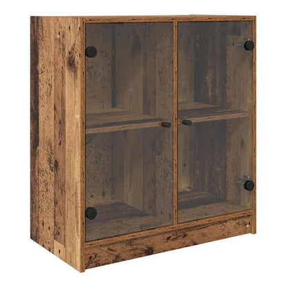 Side Cabinet with Glass Doors 68x37x75,5 cm Old wood