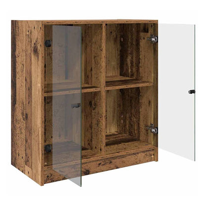 Side Cabinet with Glass Doors 68x37x75,5 cm Old wood