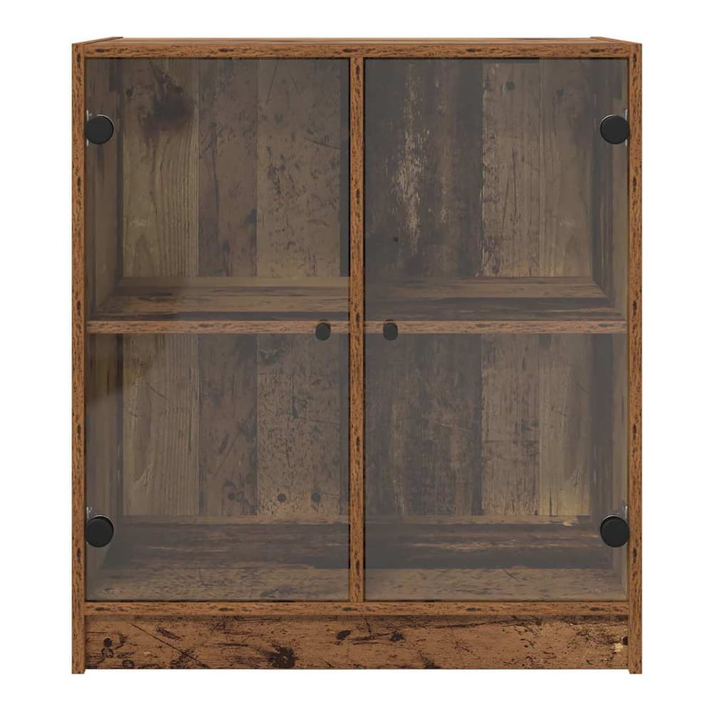 Side Cabinet with Glass Doors 68x37x75,5 cm Old wood