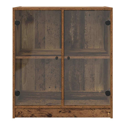 Side Cabinet with Glass Doors 68x37x75,5 cm Old wood