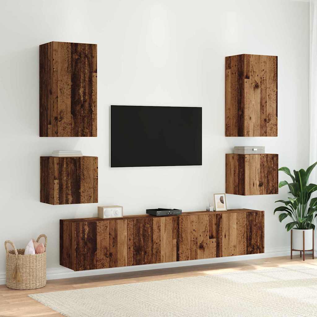 vidaXL TV Wall Cabinet Old Wood Engineered Wood 6