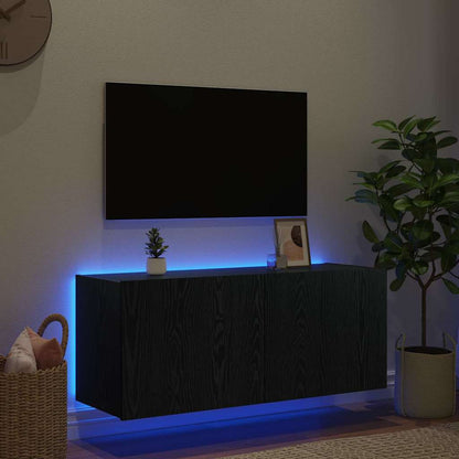 vidaXL TV Wall Cabinet Black Oak Engineered Wood 5