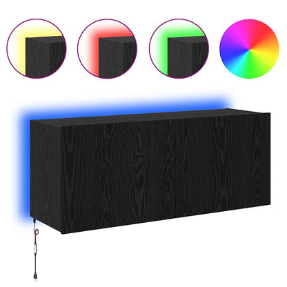 vidaXL TV Wall Cabinet Black Oak Engineered Wood 4