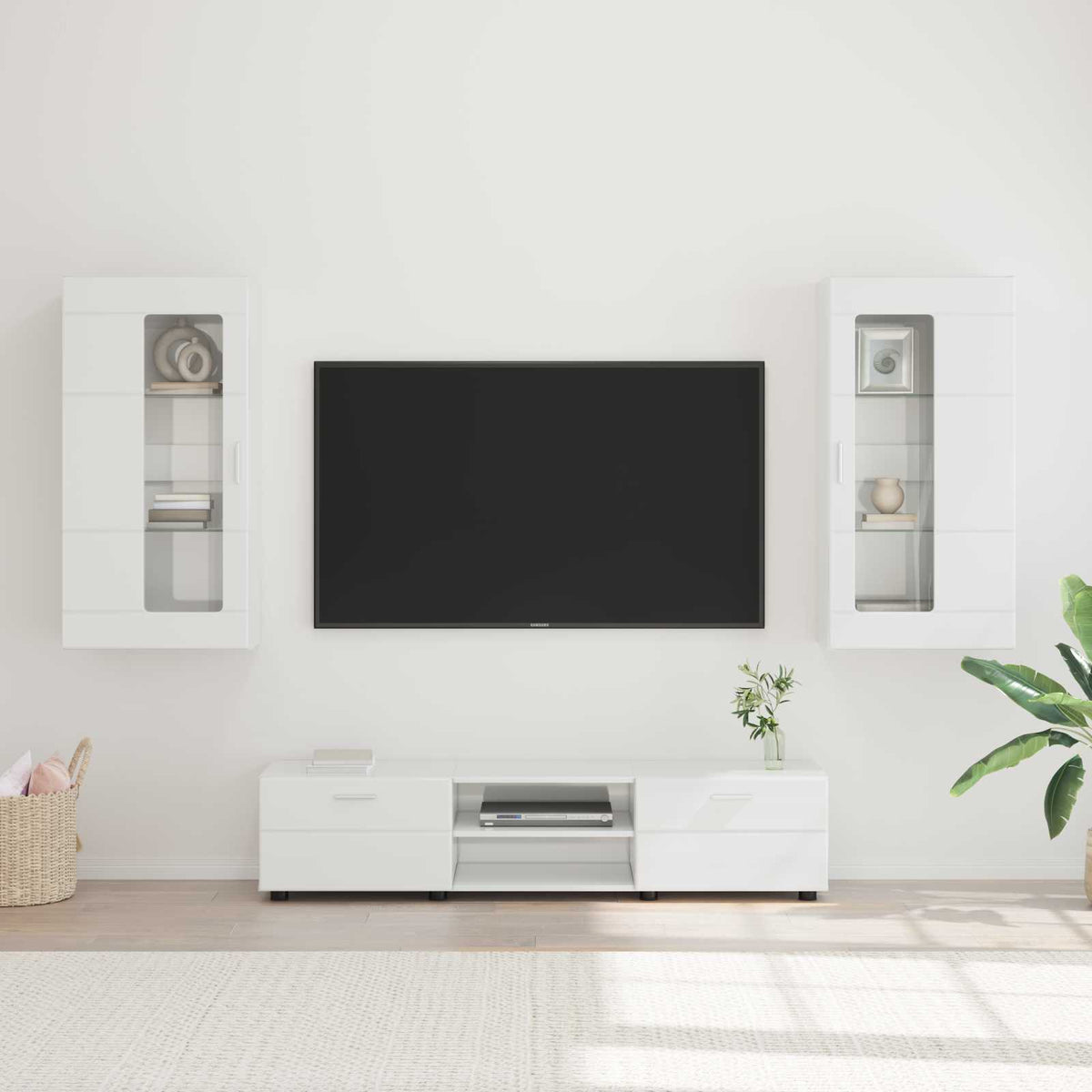 vidaXL TV Cabinet Set FLORIN 3 pcs 150 x 39 x 30 cm High Gloss White