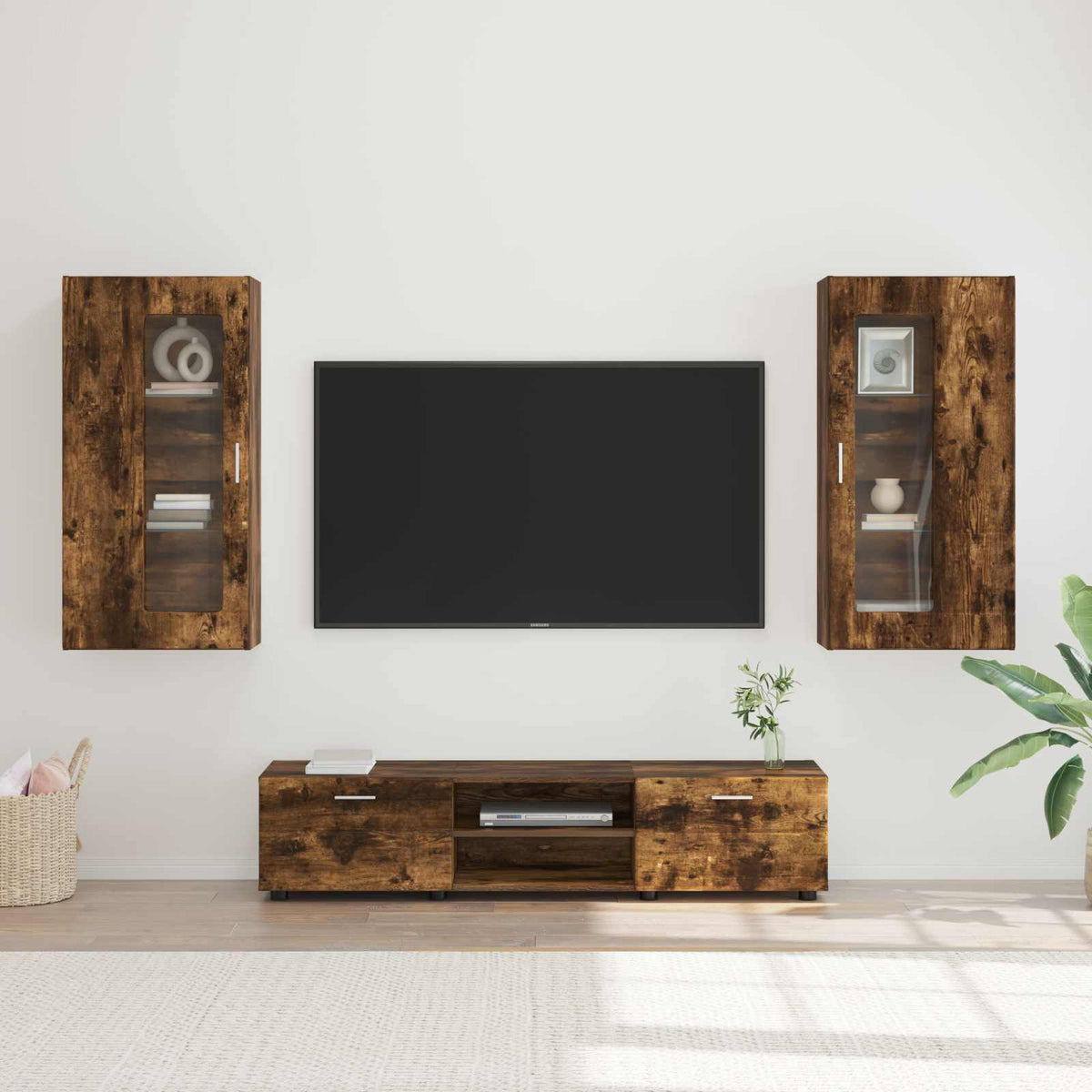 vidaXL TV Cabinet Set FLORIN 3 pcs 150 x 39 x 30 cm Smoked Oak