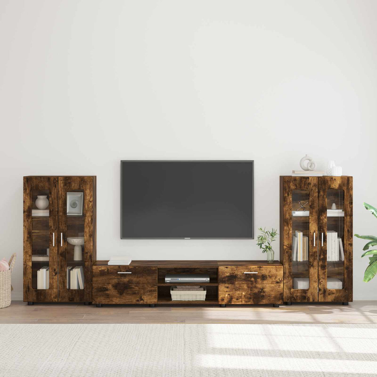 vidaXL TV Cabinet Set FLORIN 3 pcs 150 x 39 x 30 cm Smoked Oak