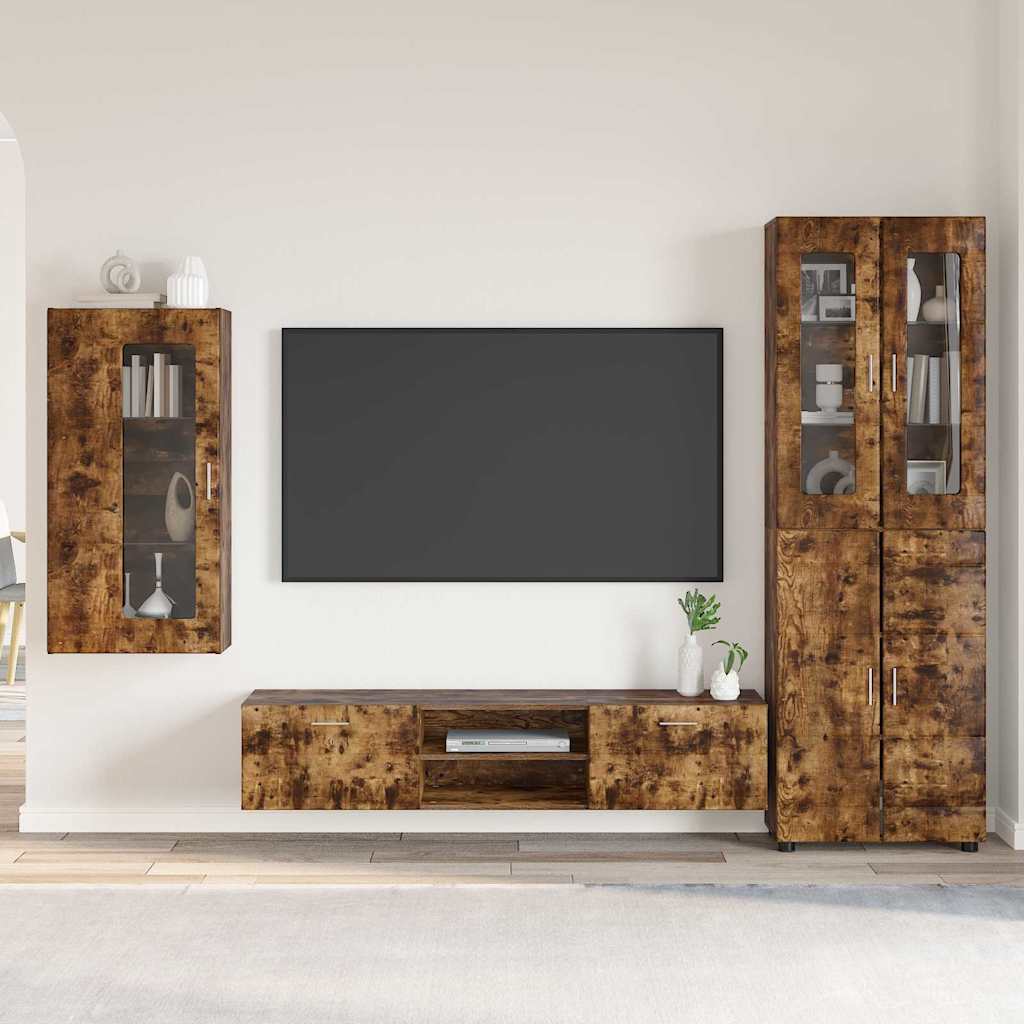 vidaXL TV Cabinet Set FLORIN 3 pcs 150 x 39 x 30 cm Smoked Oak