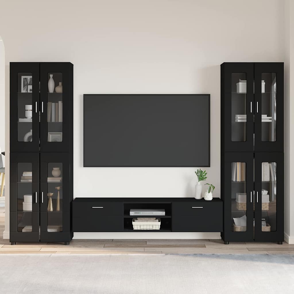 vidaXL TV Cabinet Set FLORIN 3 pcs 150 x 39 x 30 cm Black