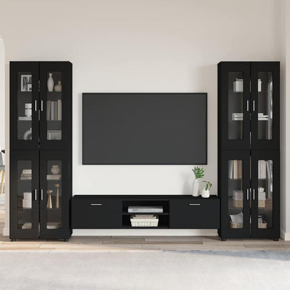 vidaXL TV Cabinet Set FLORIN 3 pcs 150 x 39 x 30 cm Black