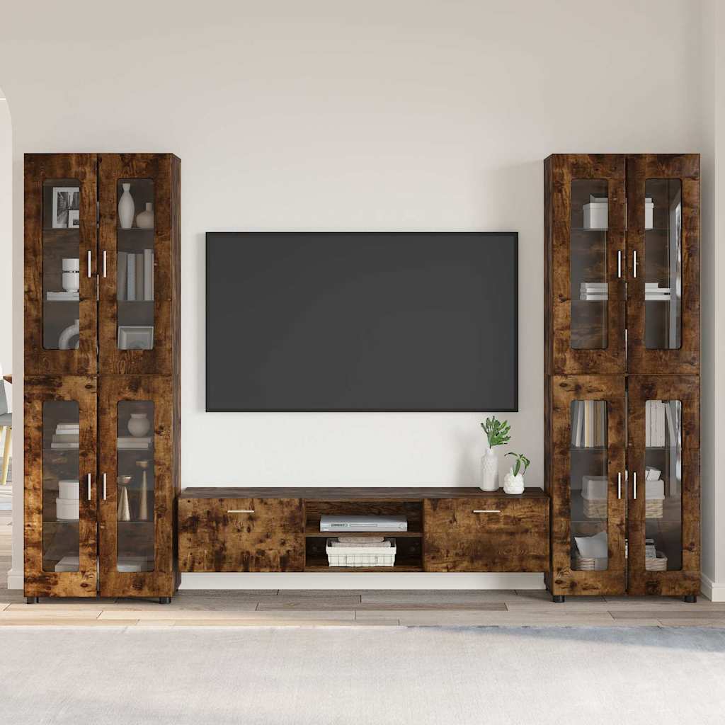 vidaXL TV Cabinet Set FLORIN 3 pcs 150 x 39 x 30 cm Smoked Oak