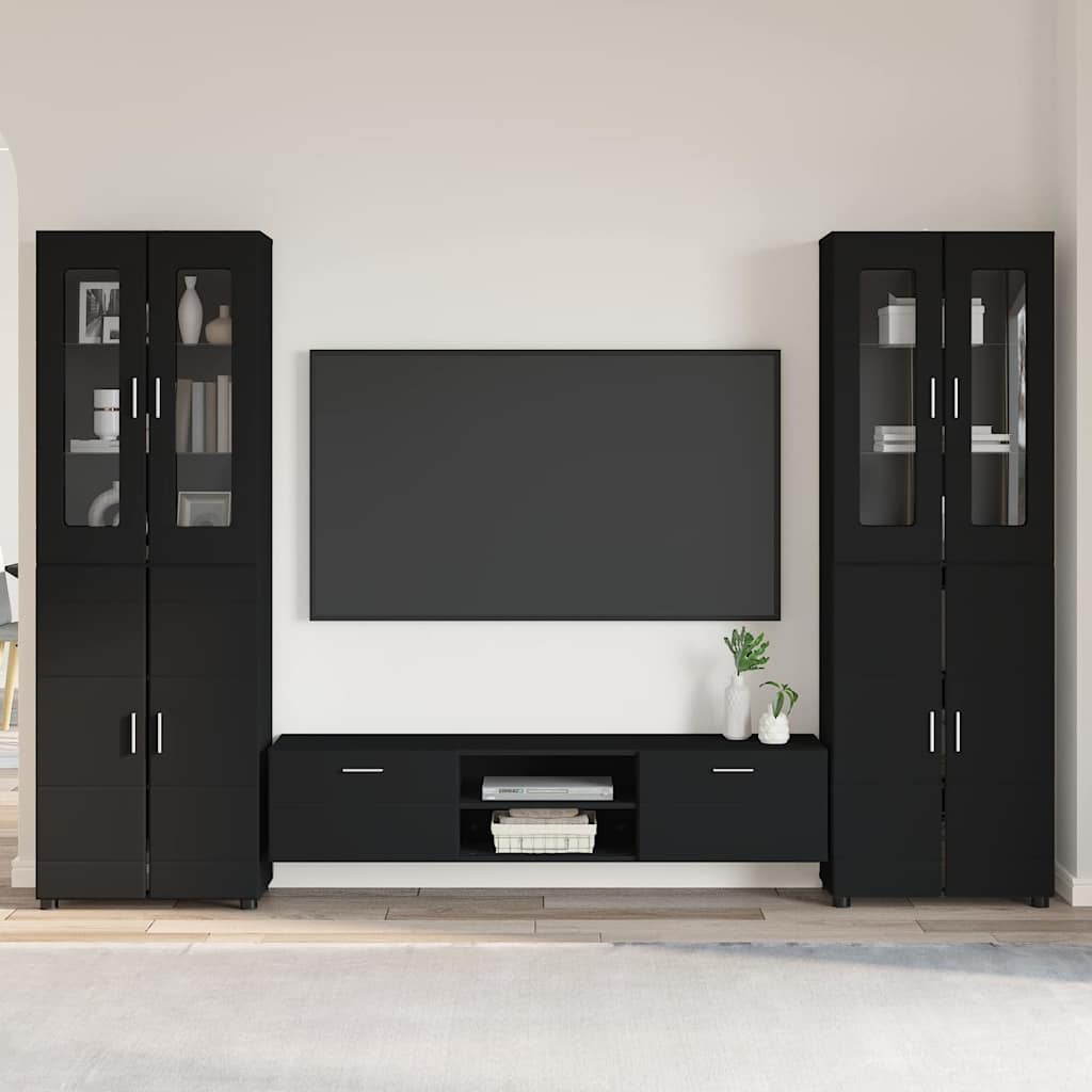 vidaXL TV Cabinet Set FLORIN 3 pcs 150 x 39 x 30 cm Black