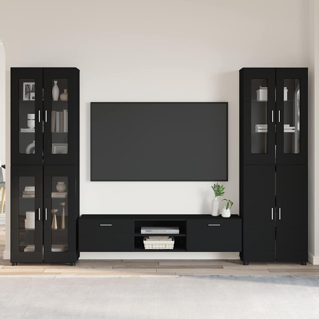 vidaXL TV Cabinet Set FLORIN 3 pcs 150 x 39 x 30 cm Black