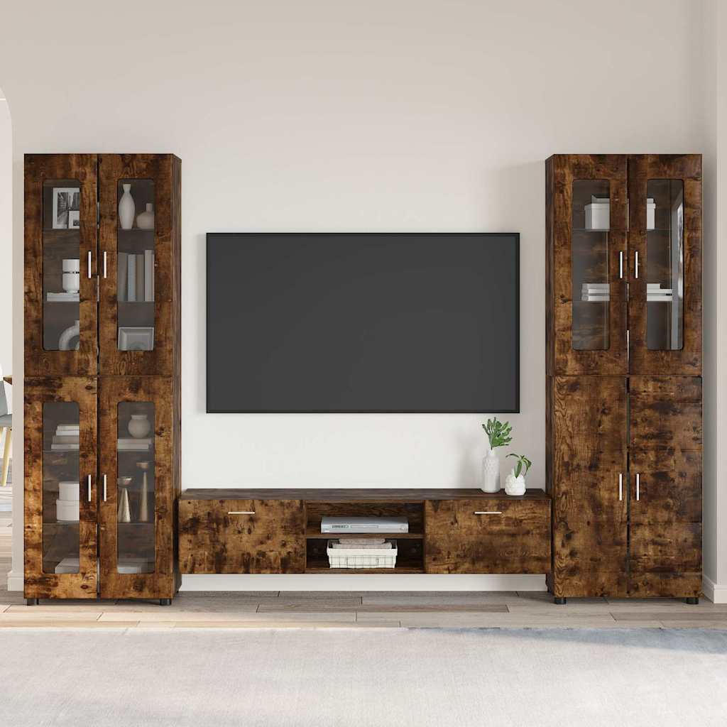 vidaXL TV Cabinet Set FLORIN 3 pcs 150 x 39 x 30 cm Smoked Oak