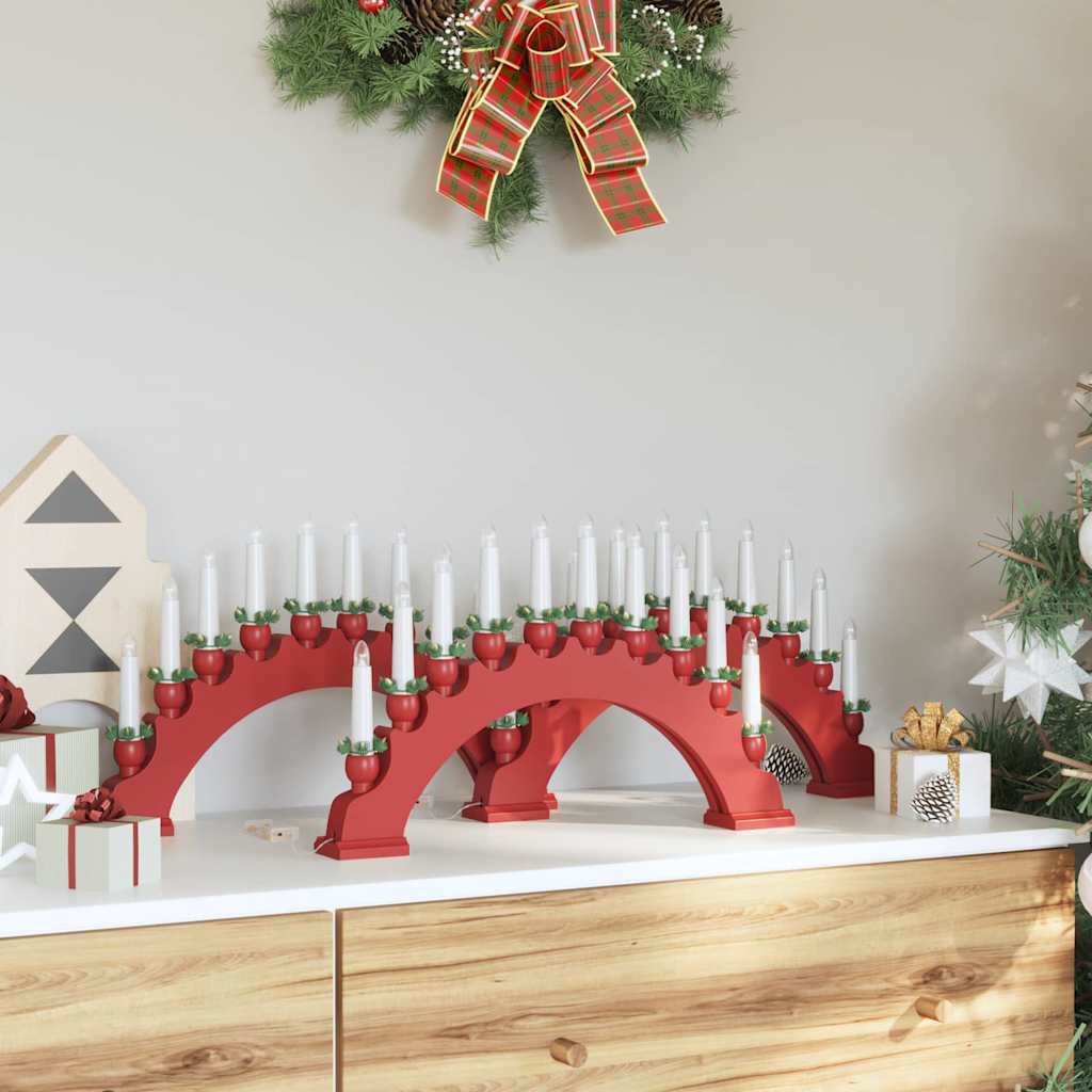 Christmas Candle Arch with 10 LED Candles LEDs Warm White Red