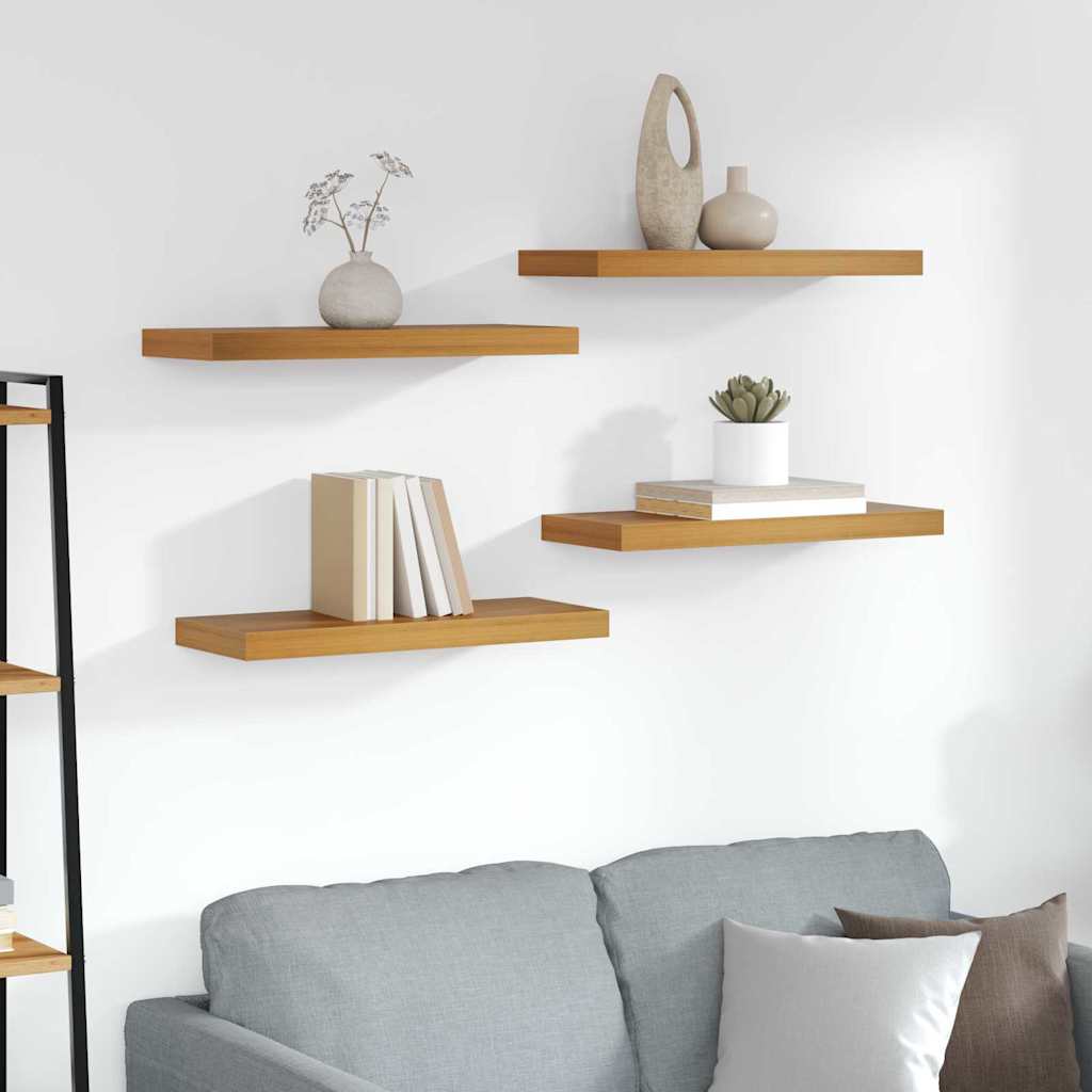vidaXL Wall Shelf 4 pcs Brown 60 x 23.5 x 3.8 cm Engineered Wood 1