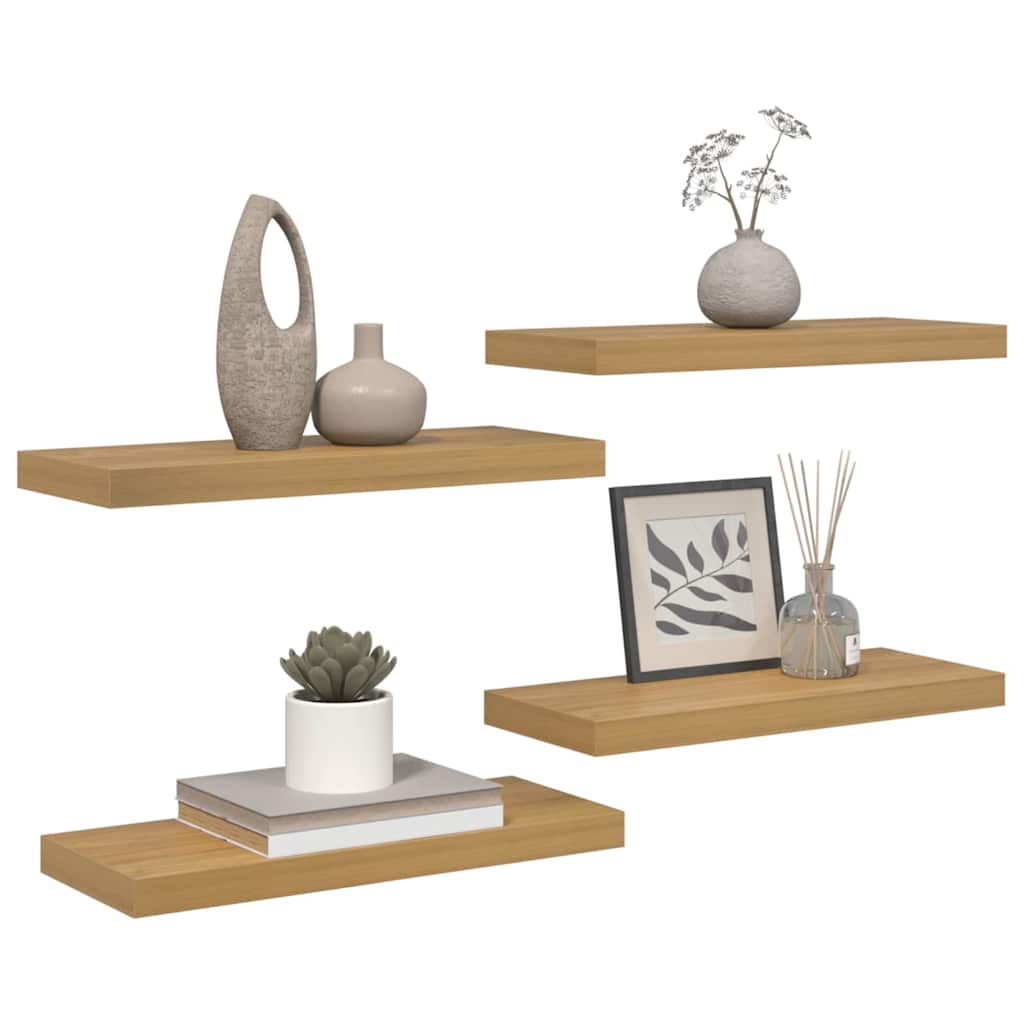 vidaXL Wall Shelf 4 pcs Brown 60 x 23.5 x 3.8 cm Engineered Wood 3