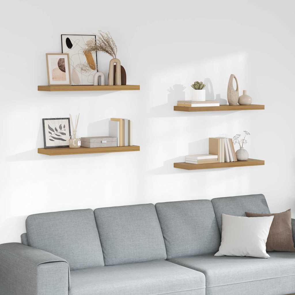 vidaXL Wall Shelf 4 pcs Brown 80 x 23.5 x 3.8 cm Engineered Wood 1