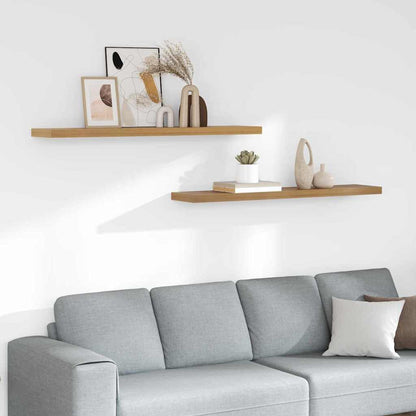 vidaXL Wall Shelf 2 pcs Brown 120 x 23.5 x 3.8 cm Engineered Wood 1