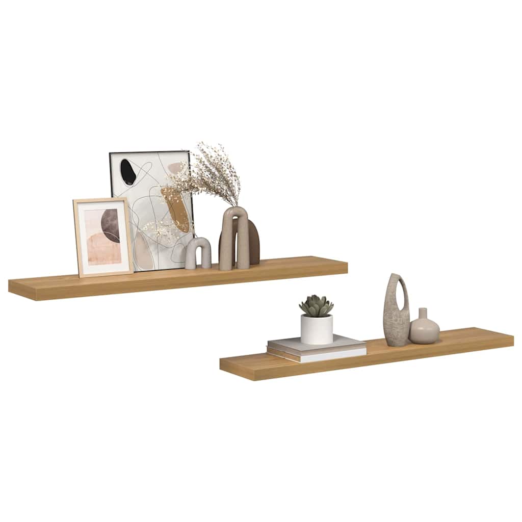 vidaXL Wall Shelf 2 pcs Brown 120 x 23.5 x 3.8 cm Engineered Wood 3