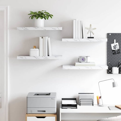 vidaXL Wall Shelf 4 pcs White Marble 60 x 23.5 x 3.8 cm 4