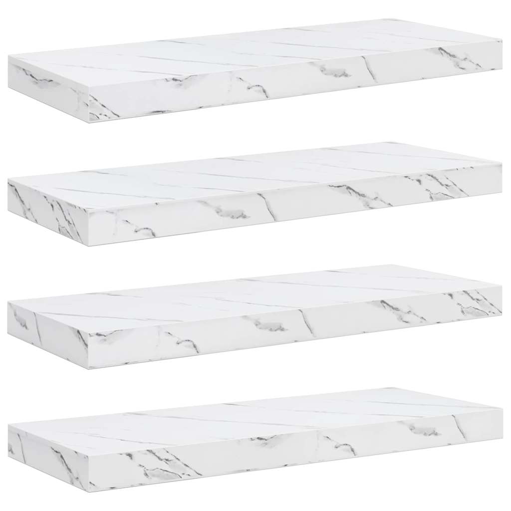 vidaXL Wall Shelf 4 pcs White Marble 60 x 23.5 x 3.8 cm 2