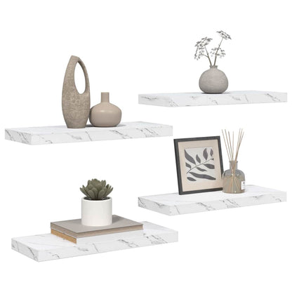 vidaXL Wall Shelf 4 pcs White Marble 60 x 23.5 x 3.8 cm 3