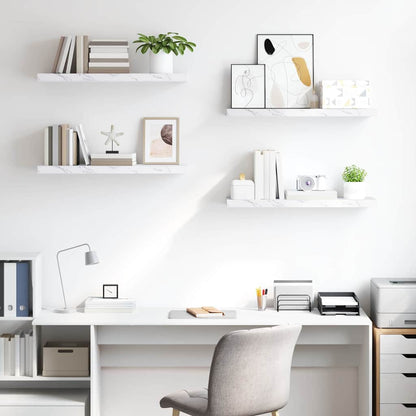 vidaXL Wall Shelf 4 pcs White Marble 90 x 23.5 x 3.8 cm 4