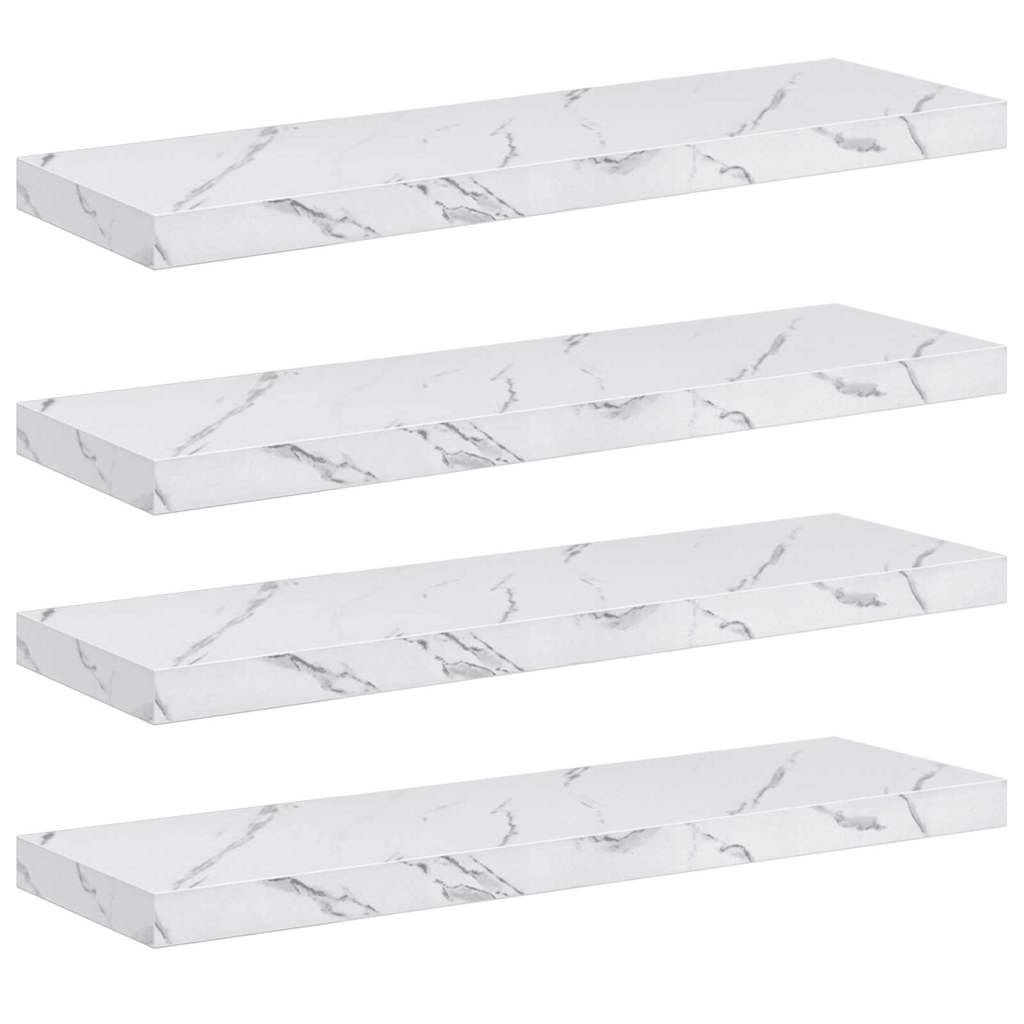 vidaXL Wall Shelf 4 pcs White Marble 90 x 23.5 x 3.8 cm 2