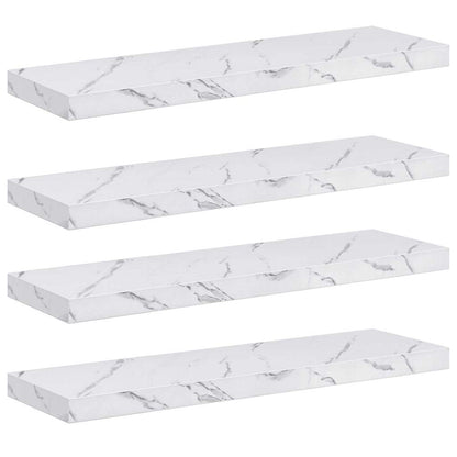 vidaXL Wall Shelf 4 pcs White Marble 90 x 23.5 x 3.8 cm 2