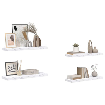 vidaXL Wall Shelf 4 pcs White Marble 90 x 23.5 x 3.8 cm 3