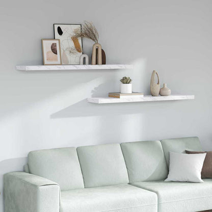 vidaXL Wall Shelf 2 pcs White Marble 120 x 23.5 x 3.8 cm 1