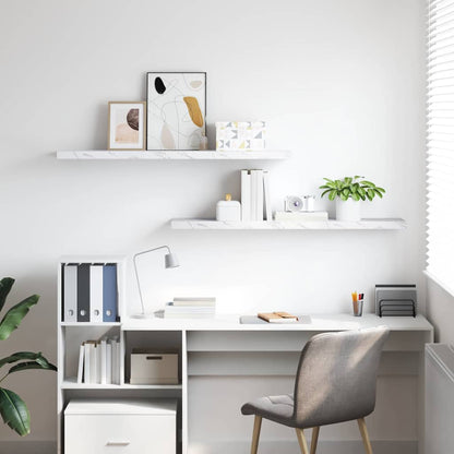 vidaXL Wall Shelf 2 pcs White Marble 120 x 23.5 x 3.8 cm 4