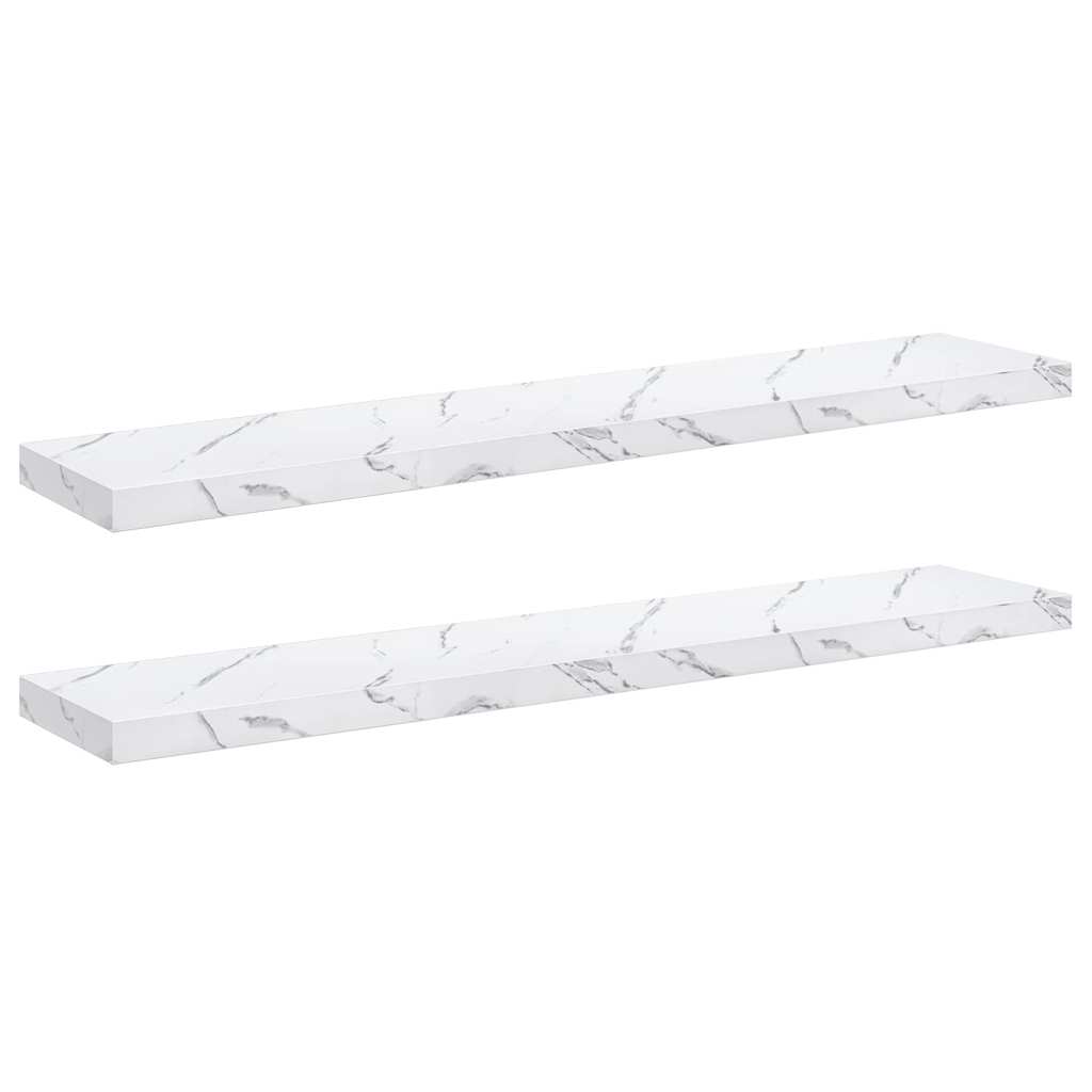vidaXL Wall Shelf 2 pcs White Marble 120 x 23.5 x 3.8 cm 2
