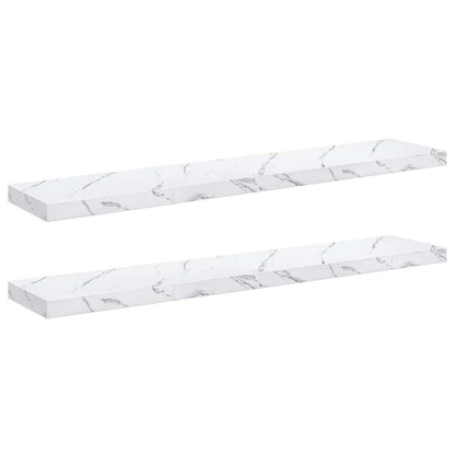 vidaXL Wall Shelf 2 pcs White Marble 120 x 23.5 x 3.8 cm 2