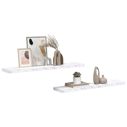 vidaXL Wall Shelf 2 pcs White Marble 120 x 23.5 x 3.8 cm 3