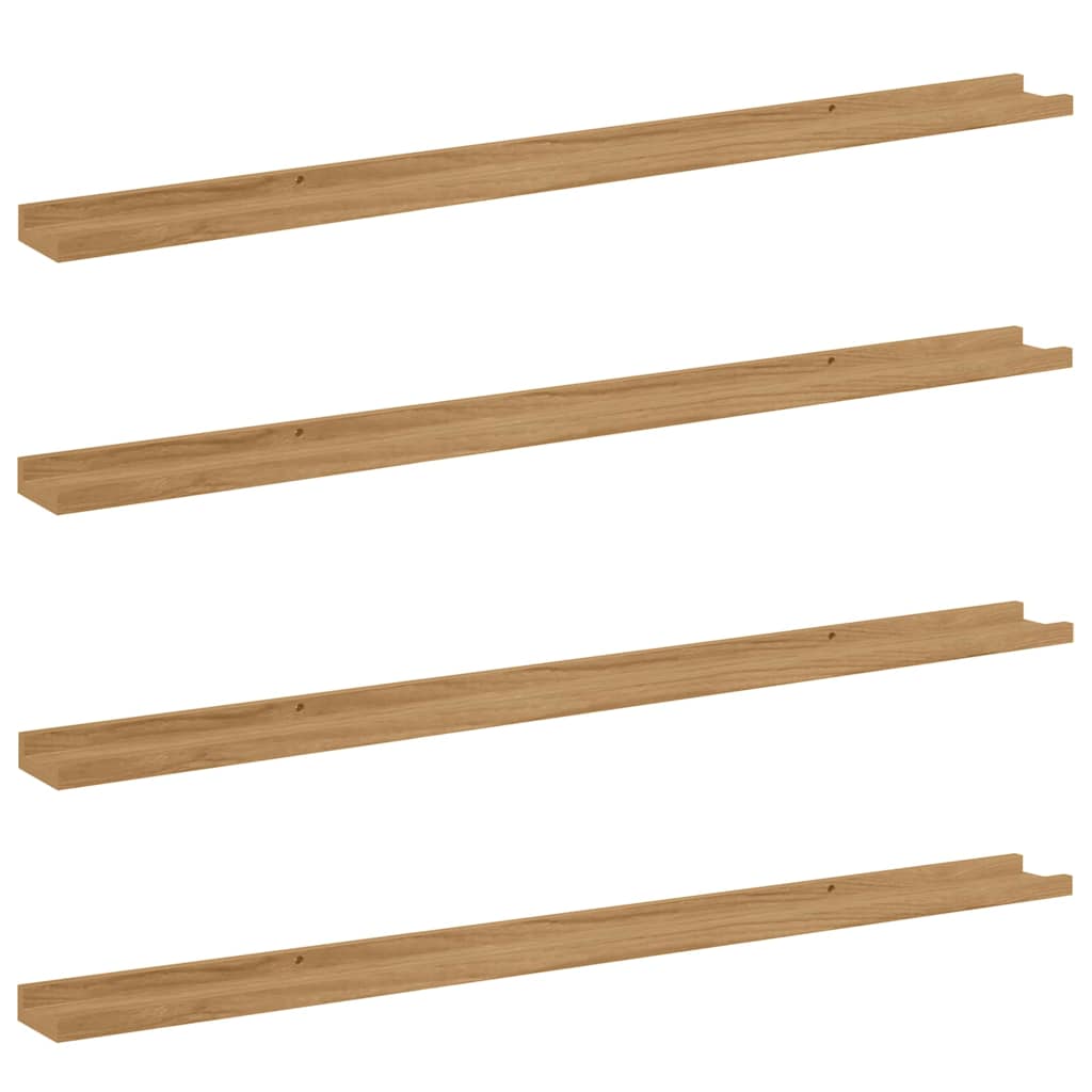 vidaXL Wall Shelf 4 pcs Brown 115 x 9 x 3 cm Engineered Wood 2