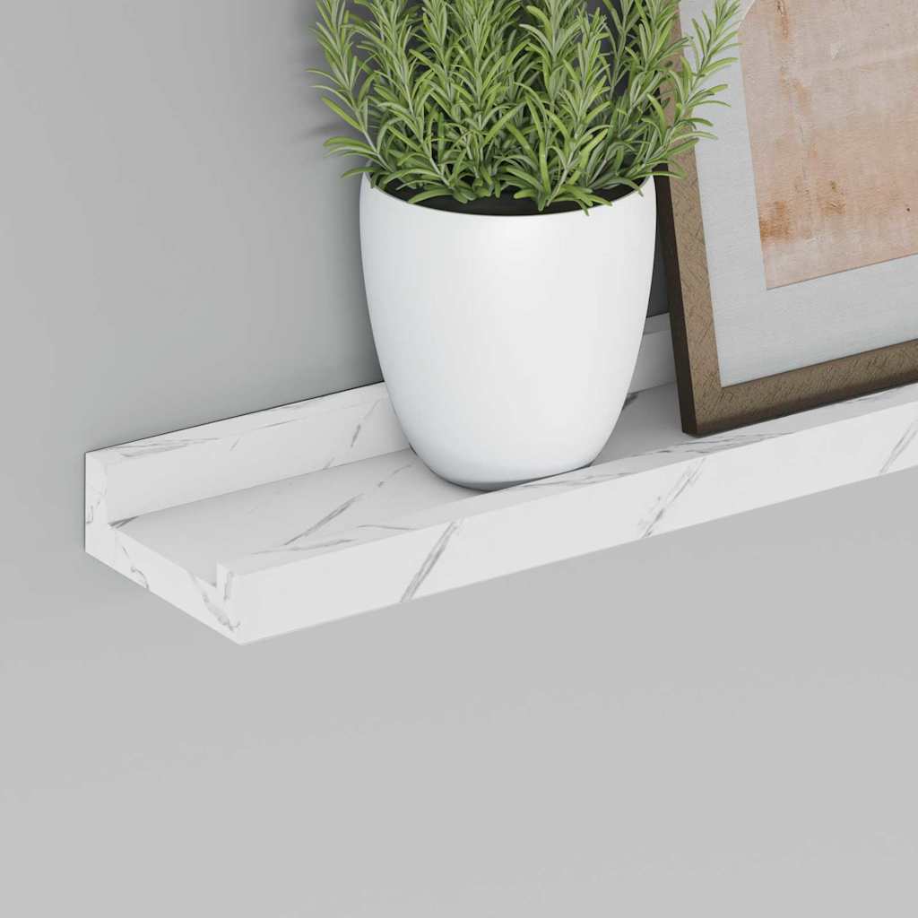 vidaXL Wall Shelf 4 pcs White Marble 115 x 9 x 3 cm Engineered Wood 5