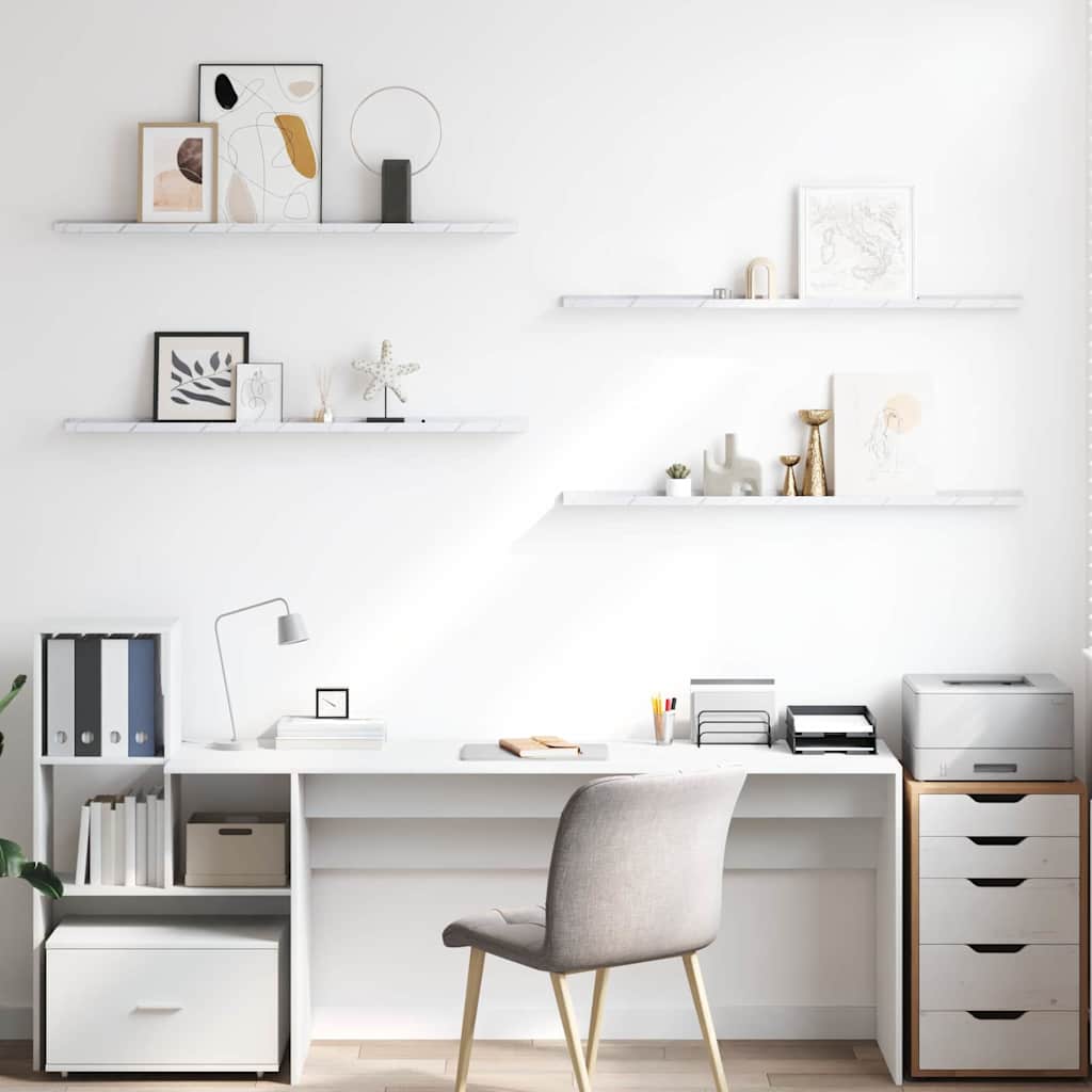 vidaXL Wall Shelf 4 pcs White Marble 115 x 9 x 3 cm Engineered Wood 4