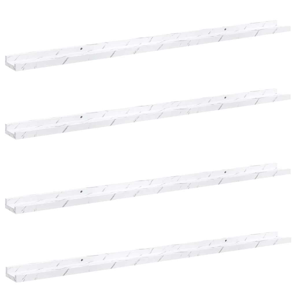 vidaXL Wall Shelf 4 pcs White Marble 115 x 9 x 3 cm Engineered Wood 2