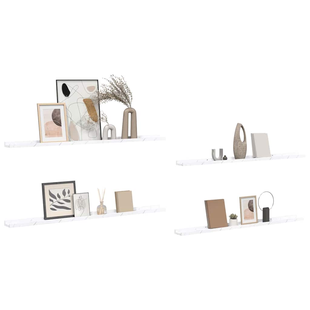 vidaXL Wall Shelf 4 pcs White Marble 115 x 9 x 3 cm Engineered Wood 3