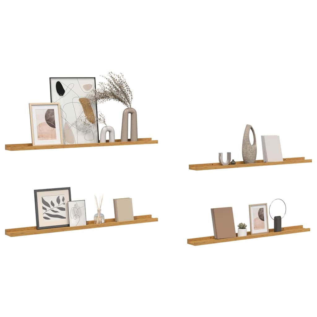 vidaXL Wall Shelf 4 pcs Beige 100 x 9 x 3 cm Engineered Wood 3
